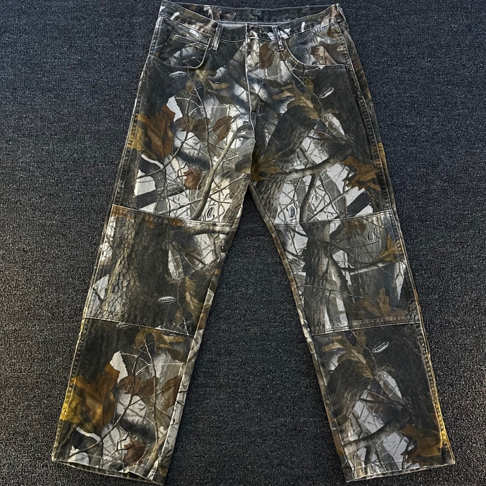 Wrangler Jeans Mens 34x30 Camo Good Realtree Hardwoods Double Knee Workwear